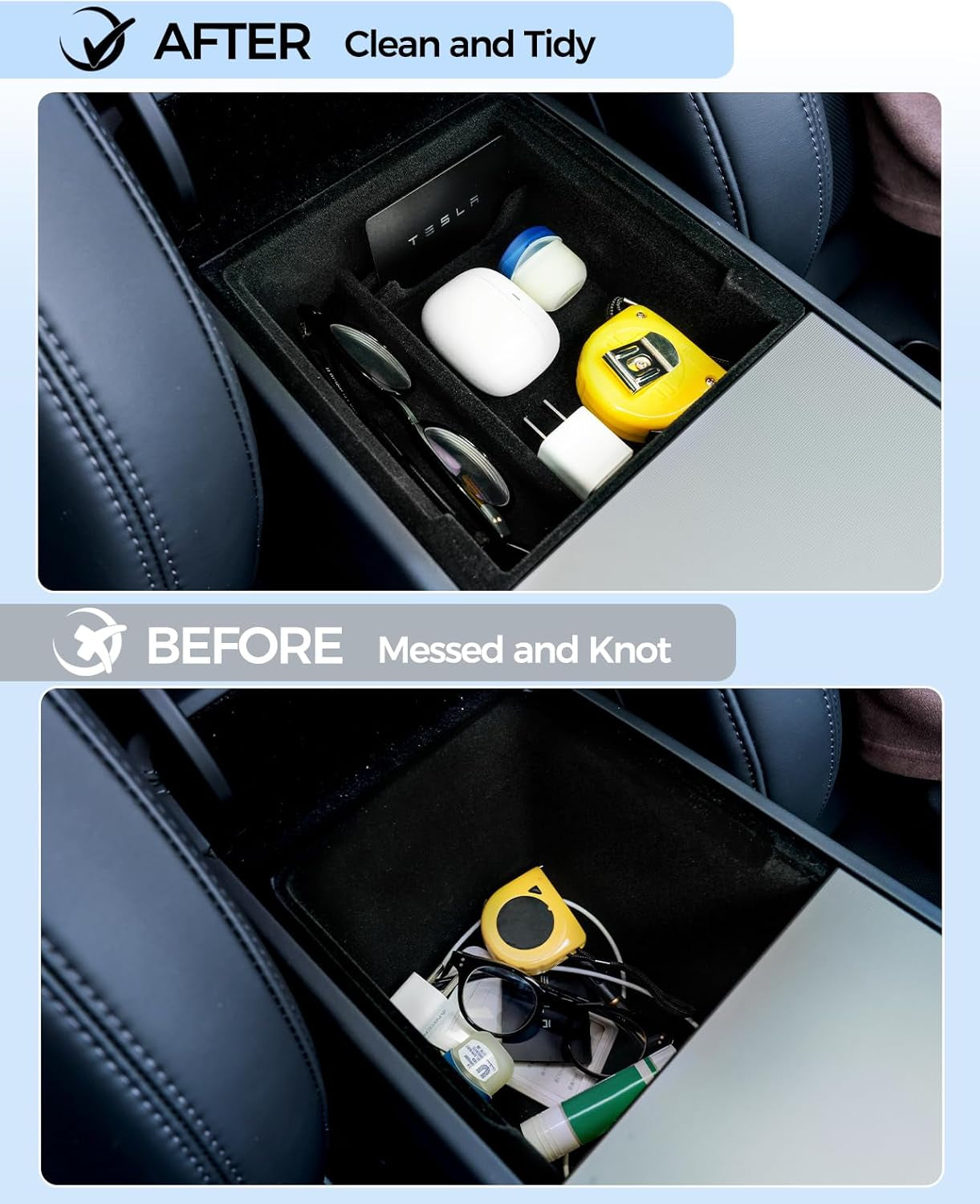 Newest 5PCS Center Console Organizer Compatible with 2024 2025 Tesla Model 3 Highland,4 Car Organizer Trays & 1 Center Console Cup Holder,Hidden Storage for Tesla Model 3 Accessories 2024 2025