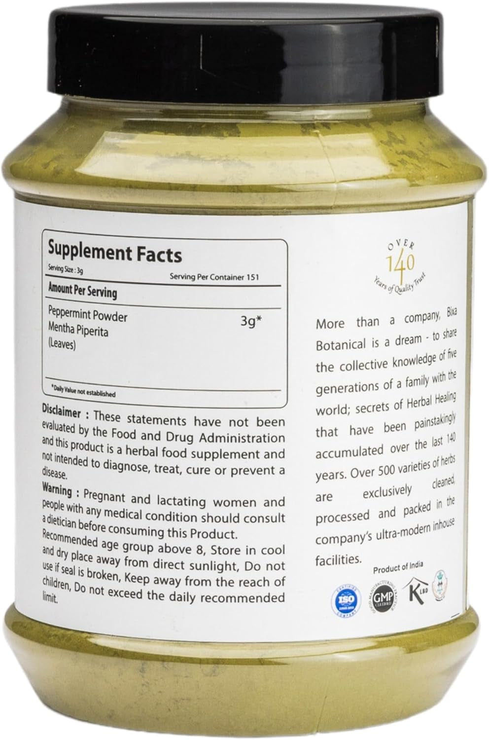 Peppermint Leaves Powder | Mentha Piperita | 1 Pound / 16 OZ | Ayurveda Herbal Supplement | Gluten Free, Non-Gmo, Steam Treated, Vegan, 100% Pure. TLBH