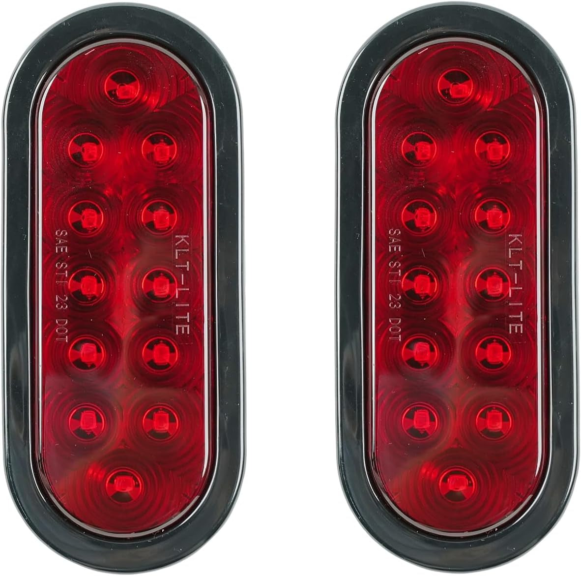 2Pcs 6" Oval LED Red Tail Trailer Light 24Leds, IP65 Waterproof, Stop Brake Turn Signal Reverse Marker, Surface Mount, for Bus Lorry Camper Boat Bus Truck RV Pickup Golf Cart Motorcycle(Red 24 LED) TRUCK DRIVER