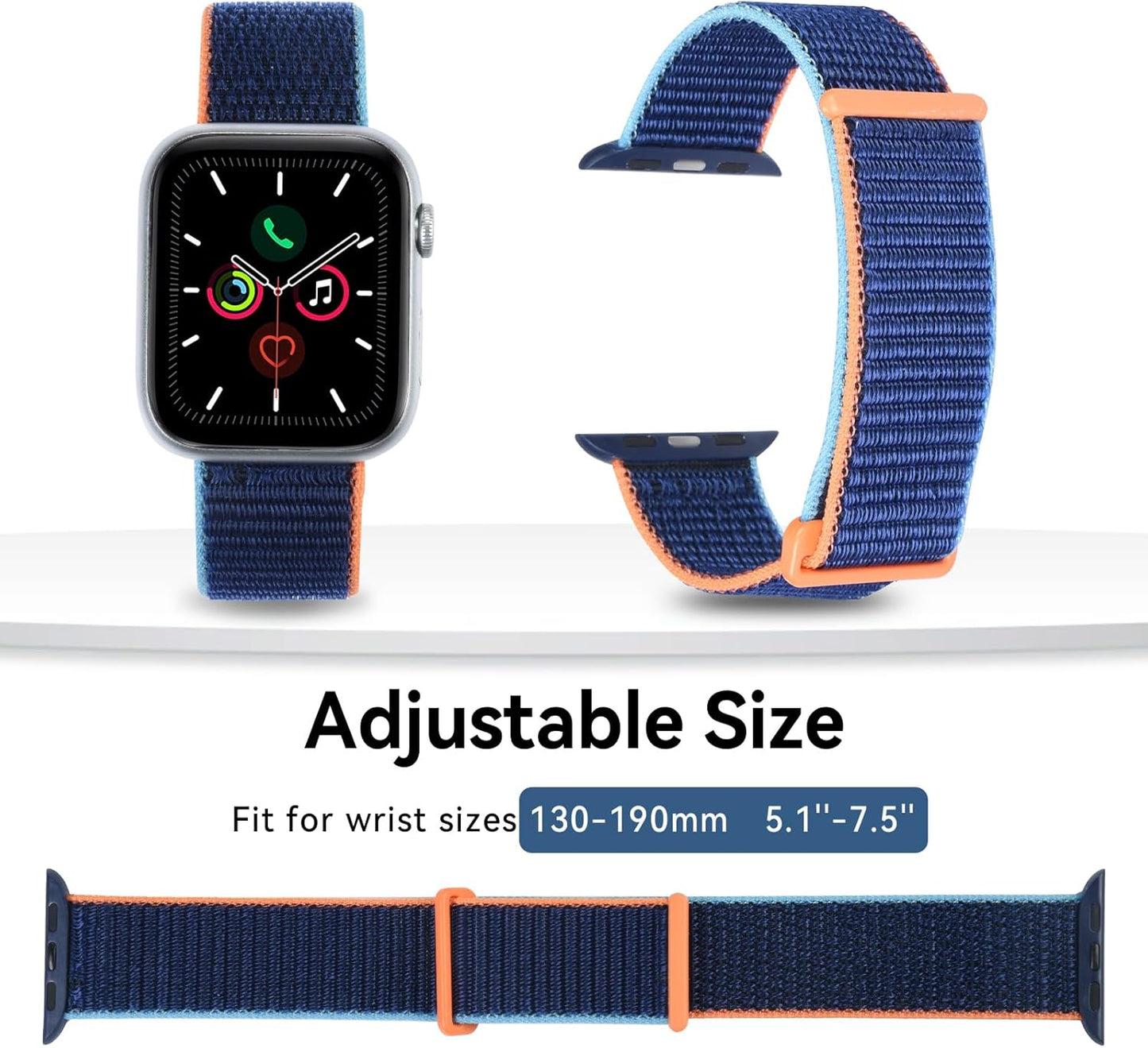 8 Pack Sport Nylon Loop Bands Compatible with Apple Watch Bands 38Mm 40Mm 41Mm 42Mm for Women Men, Adjustable Breathable Stretchy Braided Straps for Iwatch SE Series 10 9 8 7 6 5 4 3 2 1