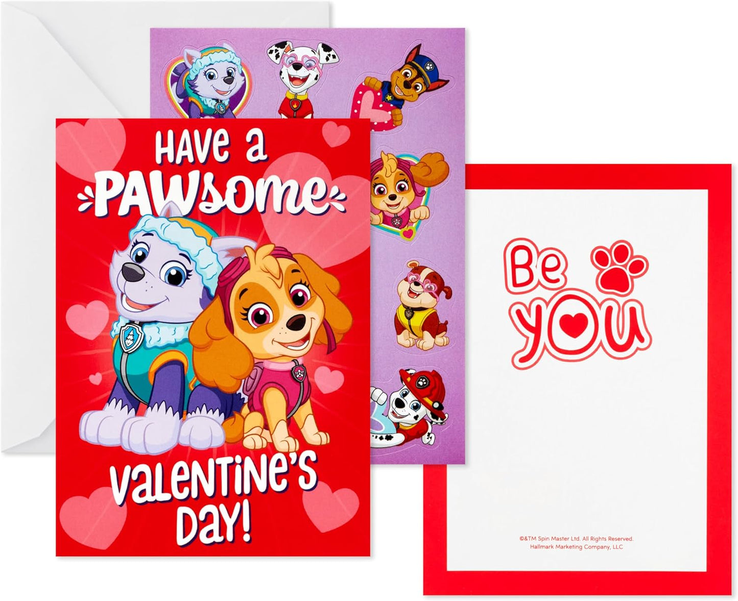 Paw Patrol Valentines Day Cards and Stickers for Kids School (24 Classroom Valentines with Envelopes)