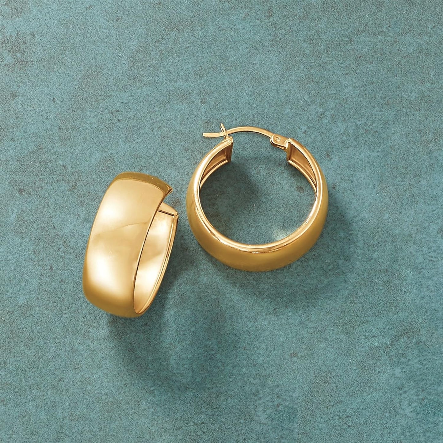 18Kt Gold over Sterling Wide Hoop Earrings