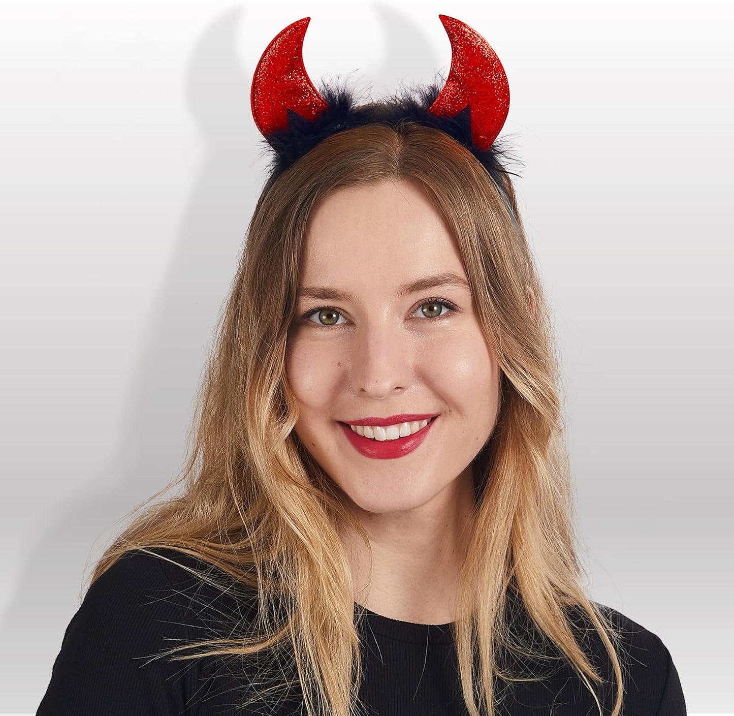 Halloween Devil Horns Headband Red Demon Headwear, Costume Accessories for Kids Girls Women Halloween Party Favors, Cosplay Costume