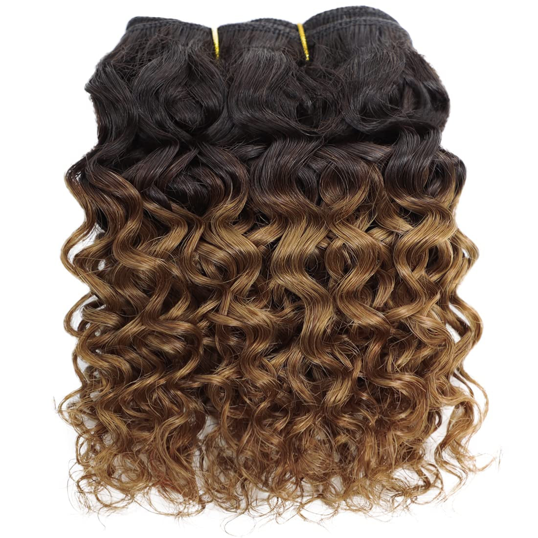 Human Hair Bundles 8 Inch Curly Human Hair 4 Bundles 1B/30# 12A Brazilian Virgin Hair Unprocessed Curly Weave Bundles Kinky Curly Bundles Human Hair 55 Gram/Bundle Wet and Wavy Bundles