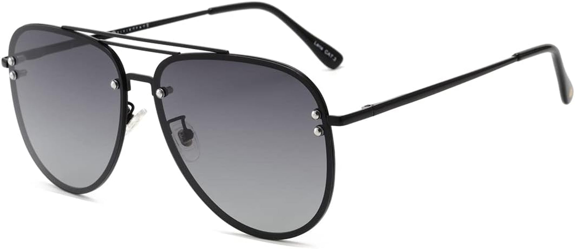 Premium Rimless Oversized Aviator Sunglasses for Women, Polarized PC Lens UV Protection Women’S Shade VF2203