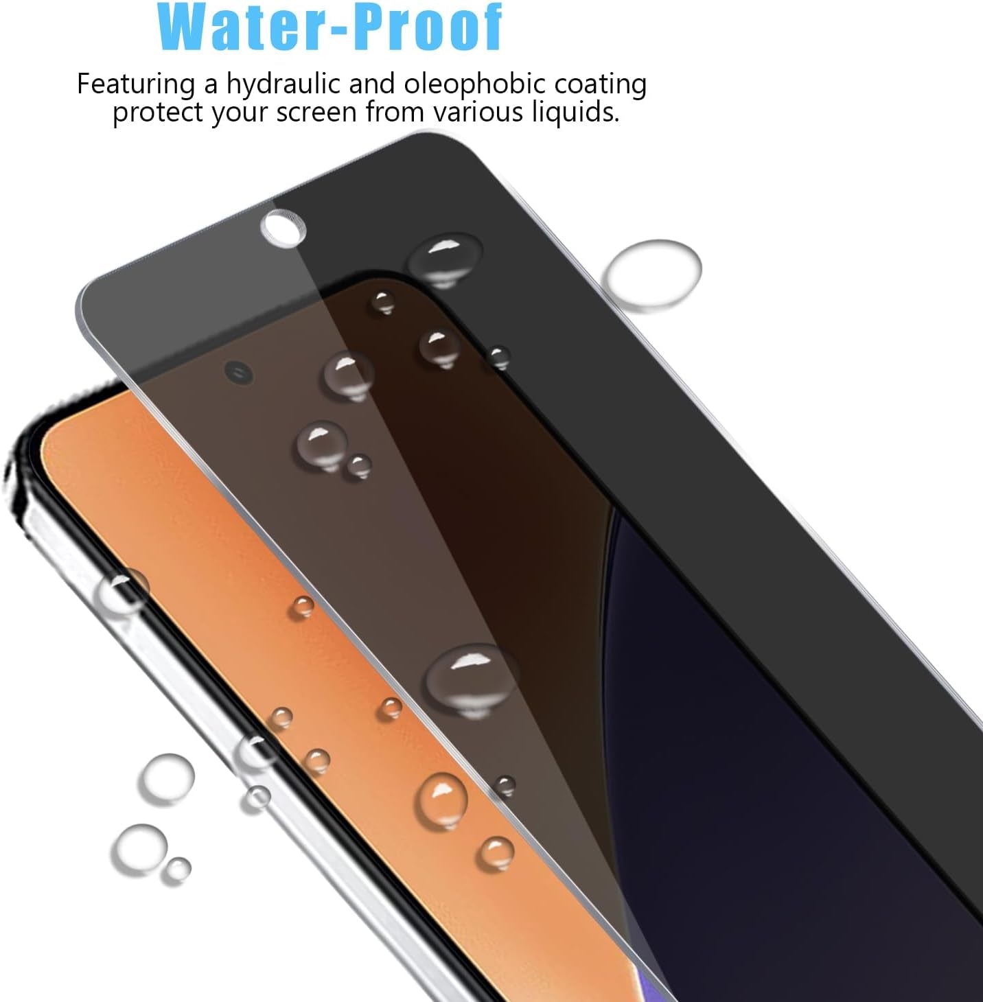 2+2 Pack for Xiaomi 15 Privacy (Fingerprint Unlock) Tempered Glass Screen Protector and Camera Lens Protector, Anti-Spy 9H Hardness Case Friendly Film