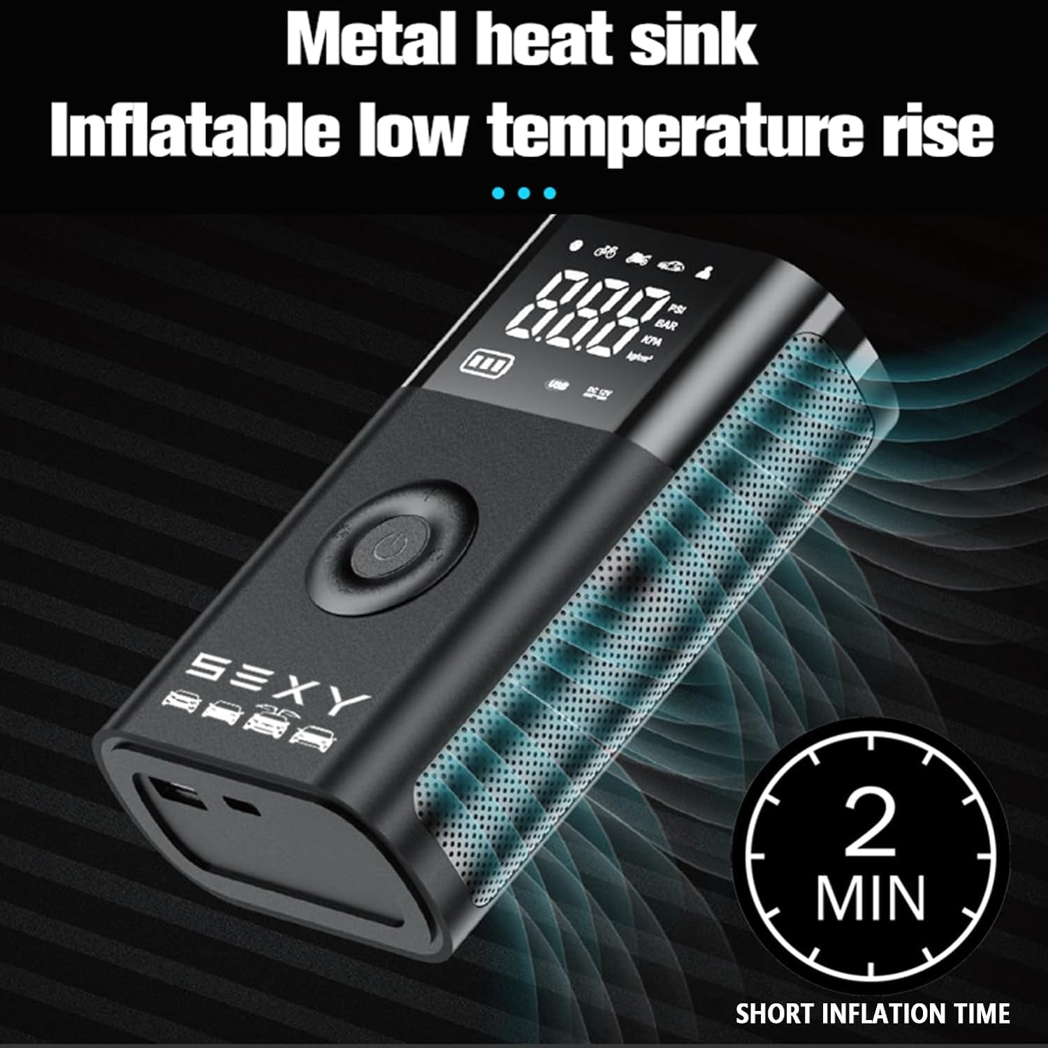 Tire Inflator Air Compressor for Model 3 Y X S,Cordless Portable Air Pump,2024 Accessories with Tire Pressure Gauge and Emergency Light,Multipurpose Tire Pump