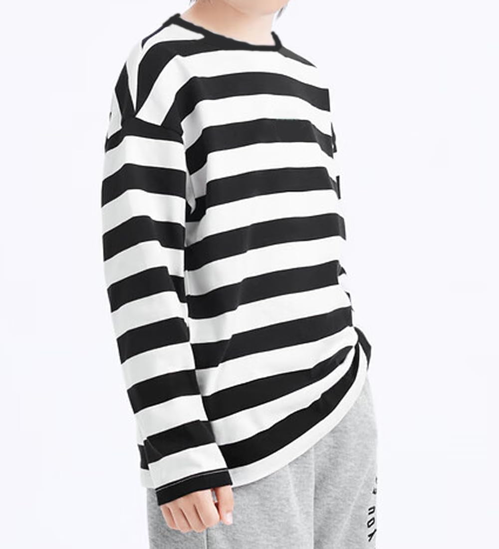 Kid'S Boys Pugsley Addams Shirt Black White Striped Mime T Shirt Halloween Costumes Bank Robber Novelty T-Shirts