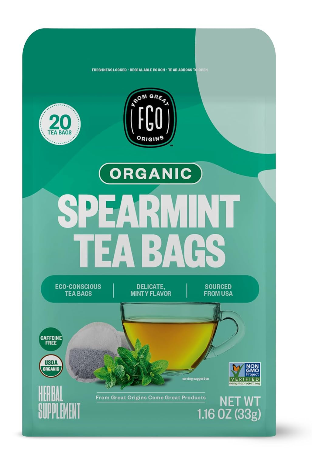 Organic Tulsi Holy Basil Tea, 100 Count, Eco-Conscious Herbal Tea Bags, Resealable Bag, Caffeine Free, Packaging May Vary (Pack of 1) TLBH