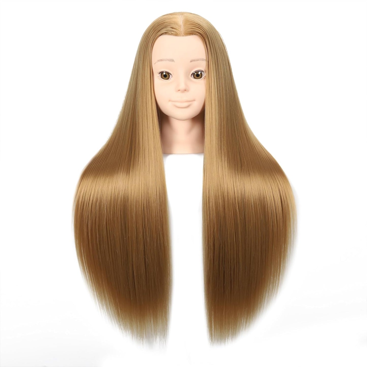 26"-28" Mannequin Head Hair Styling Mannequin Head for Hair Styling and Free Table Stand Training Head Manikin Cosmetology Doll Head with Long Fiber Hair Hairdresser Practice Head for Stylist