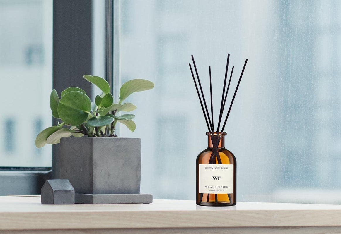 Flower Reed Diffuser Set Eucalyptus & Lavender Scent for Bathroom Accessories Shelf Decor & Air Fresheners, Sticks Defusers with 4.0 Fl Oz Essential Oils, House Bedroom Office Decor & Gift
