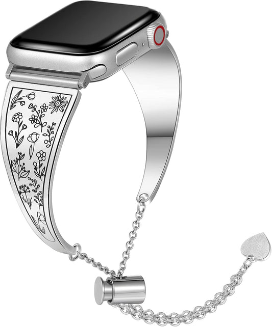 Compatible with Apple Watch Band 38Mm 40Mm 41Mm 42Mm 44Mm 45Mm,Stainless Steel Bangle Bracelet Band for Iwatch Series