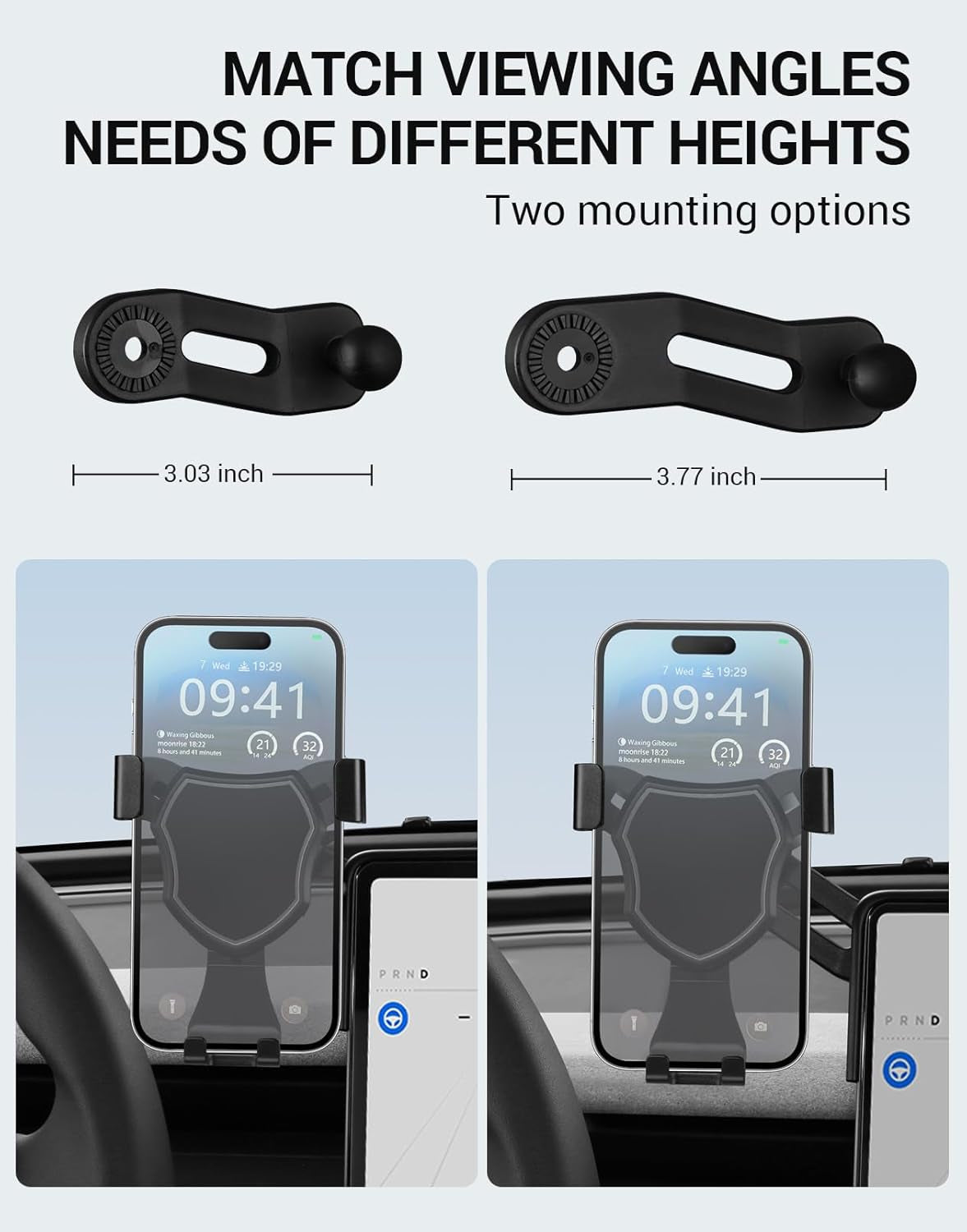 2024 Newest Tesla Model 3 Phone Mount Holder Strong Adhesion 360° Adjustable Cell Phone Holder Stand Tesla Model 3 Highland Interior Accessories Fit for All Iphone & Most Android