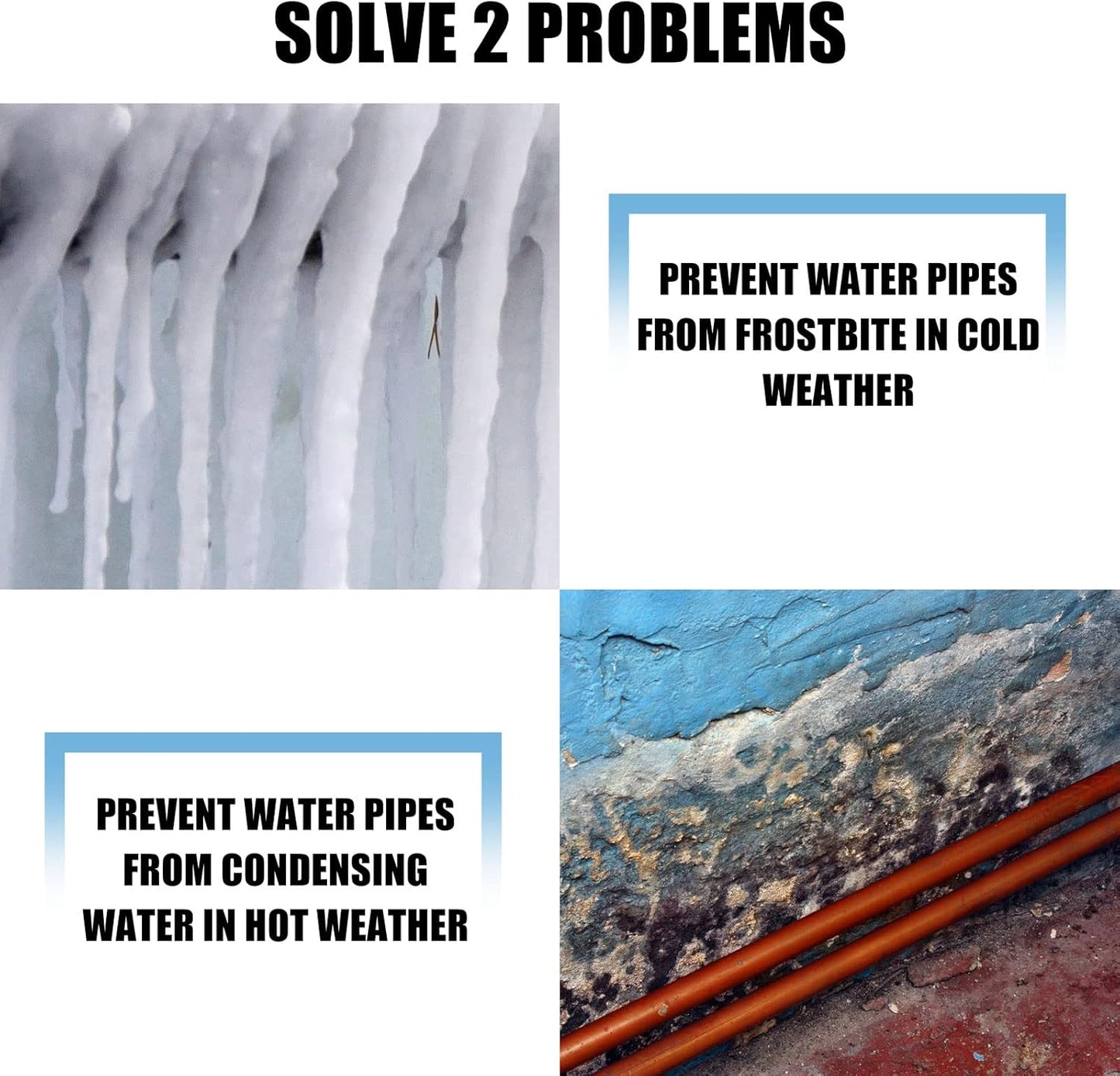 Self Adhesive Foam Pipe 12 Pack Pipe Insulation Freeze Protection for Pipe Insulation Foam Insulation Pipe for Outdoor Water Pipe Insulation, Outdoor Winter Irrigation, Sprinkler(0.6 Inch/ 15 Mm)