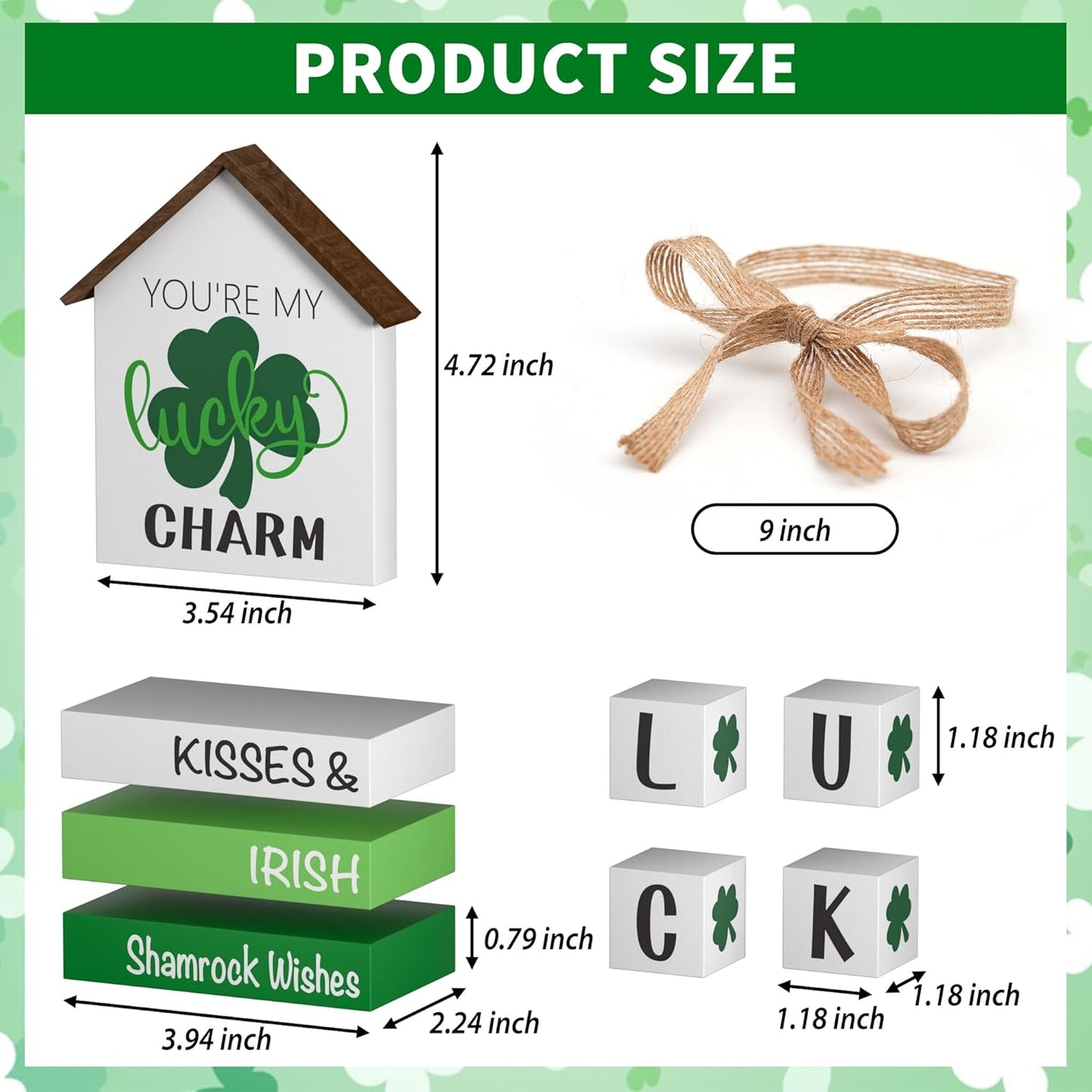 St. Patrick'S Day Decorations Shamrock Decor Faux Books, 8 Pcs St. Patricks Day Tiered Tray Decor Book Stack Lucky Wooden Signs, Farmhouse Rustic Wooden Decor for Home Kitchen Table