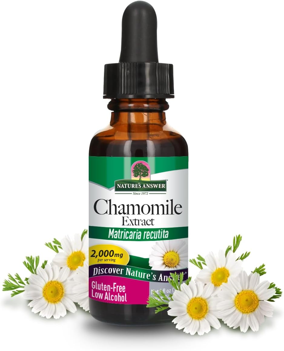 Chamomile Flower with Organic-Alcohol 2000Mg 1Oz Extract | Mood Support | Digestion Support | Gluten-Free, Non-Gmo, Vegan, No Artificial Flavors or Preservatives | Single Count TLBH
