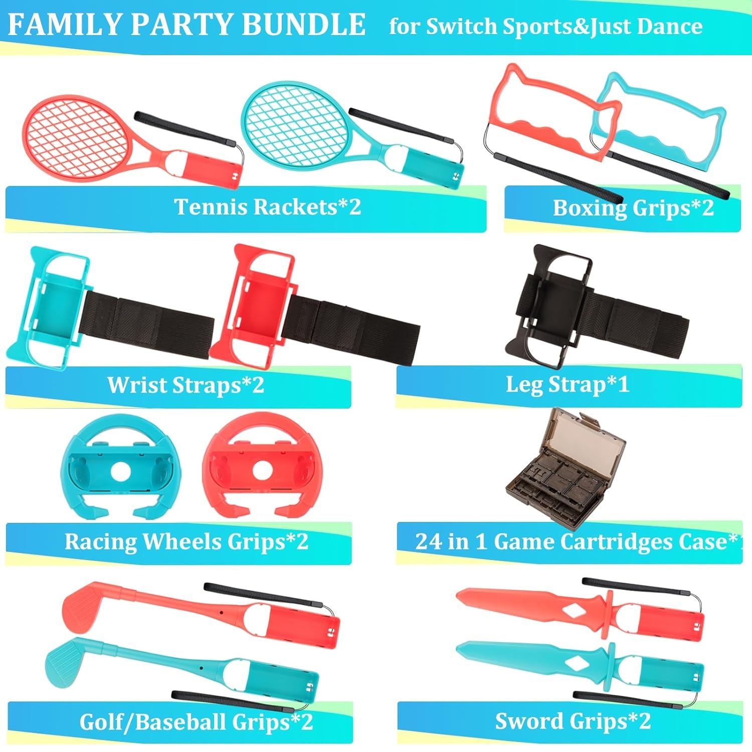 Switch Sports Accessories -  14 in 1 Switch Sports Accessories Kit for Nintendo Switch Sports,Family Accessories Bundle Kit Compatible with Switch/Switch OLED Sports Games