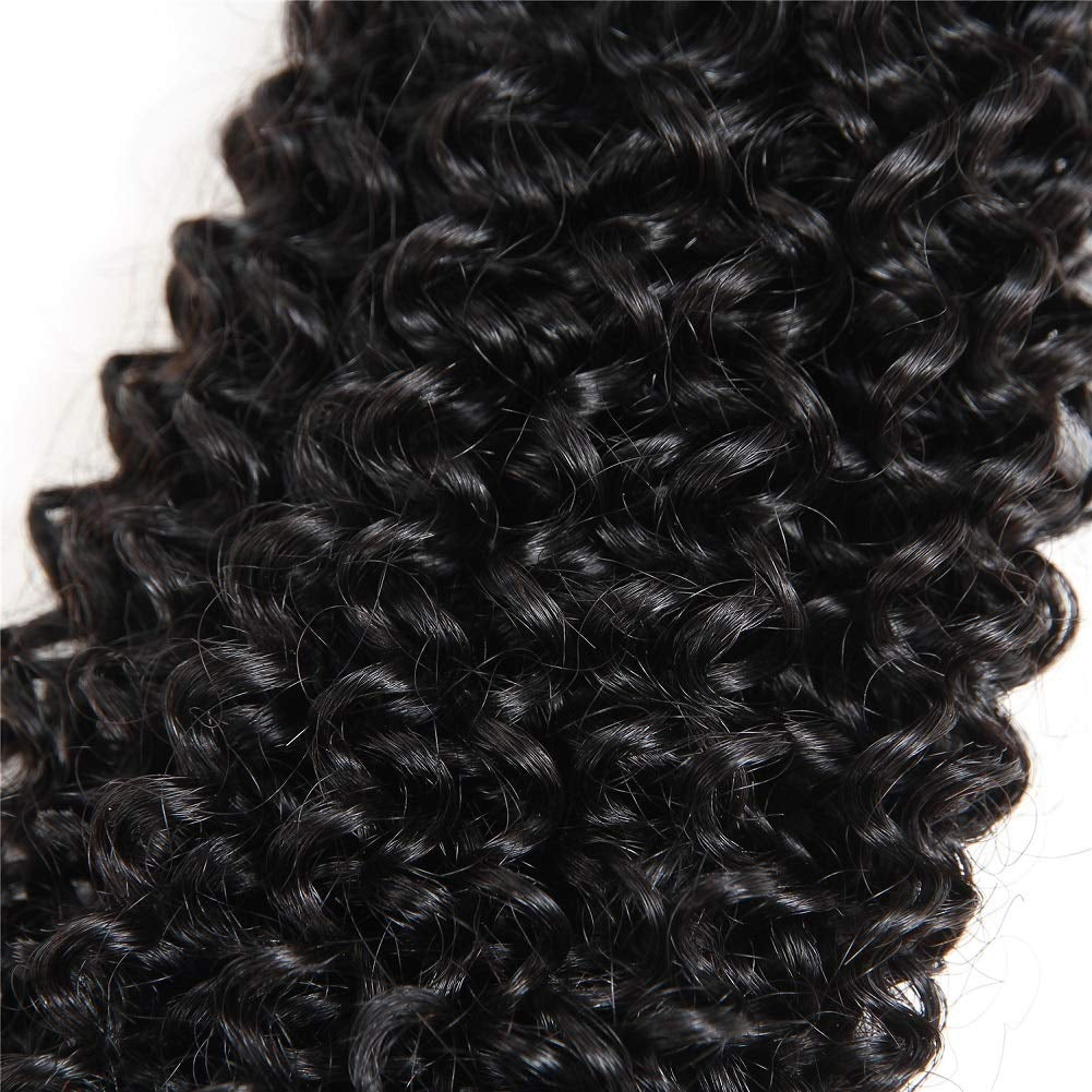 7A Mongolian Kinky Curly Human Hair Bundles 18/20/22 Inch Unprocessed Hair Weave Weft for Black Women Natural Color