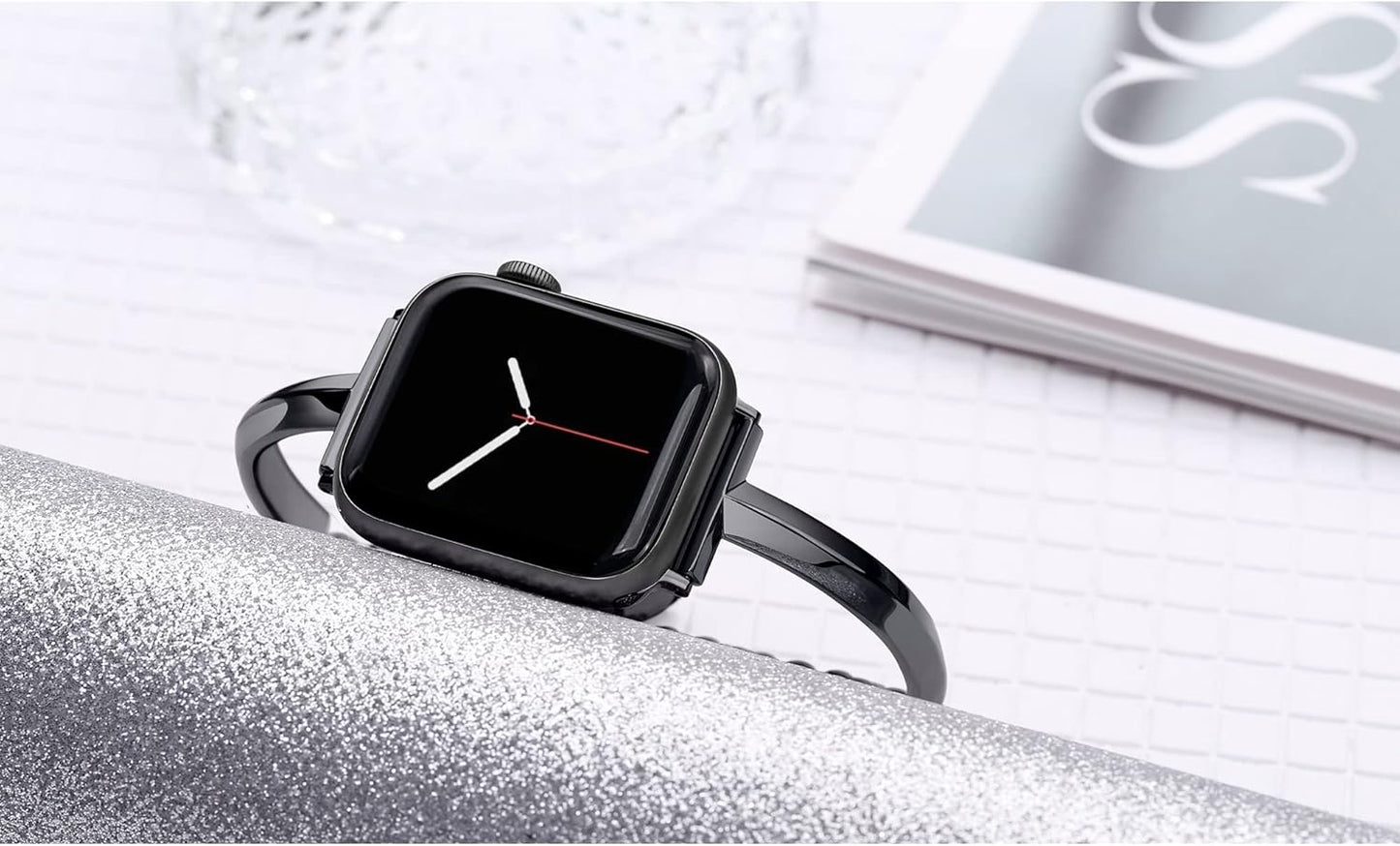Stainless Steel Band Compatible with Apple Watch Band 38Mm 40Mm 41Mm 42Mm 44Mm 45Mm Iwatch SE Series 9 8 7 6 5 4 3 2 1, Slim Versatile Bangle Bracelet for Women