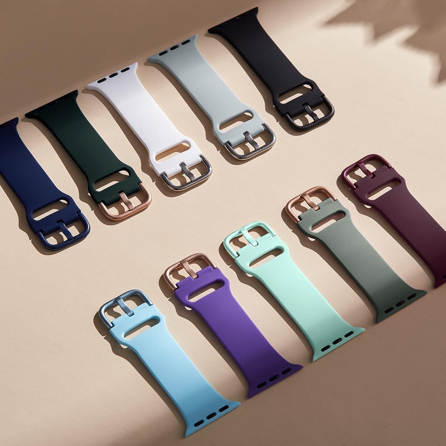 Sport Band Compatible with Apple Watch Bands 49Mm 45Mm 44Mm 42Mm 41Mm 40Mm 38Mm, Soft Silicone Wristband Replacement Strap with Classic Clasp for Iwatch Series 9 Ultra SE 8 7 6 5 4 3 2 1 for Women Men