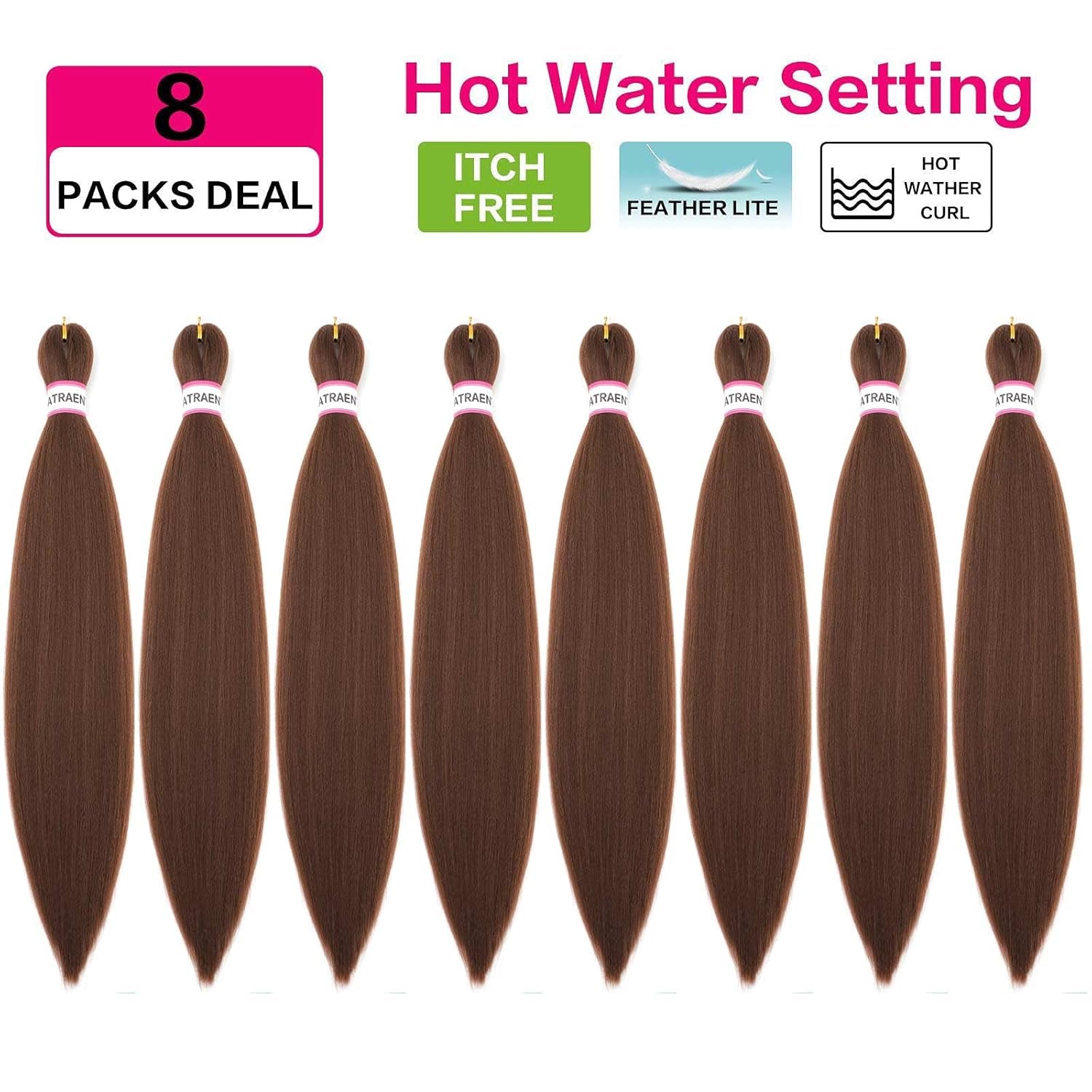 Pre Stretched Braiding Hair 18 Inch 8 Packs Dark Brown Braiding Hair Long Prestretched Braiding Hair 30# Yaki Texture
