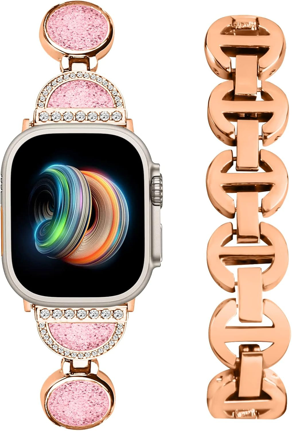Bling Bands Compatible with Apple Watch 46Mm 49Mm 45Mm 44Mm 42Mm 41Mm 40Mm 38Mm Ultra Ultra2 Series 10 9 8 7 6 5 4 3 2 1 SE for Women, Glitter Metal Bracelet Straps Luxurious Rhinestone Replacement Wristband for Iwatch All Series
