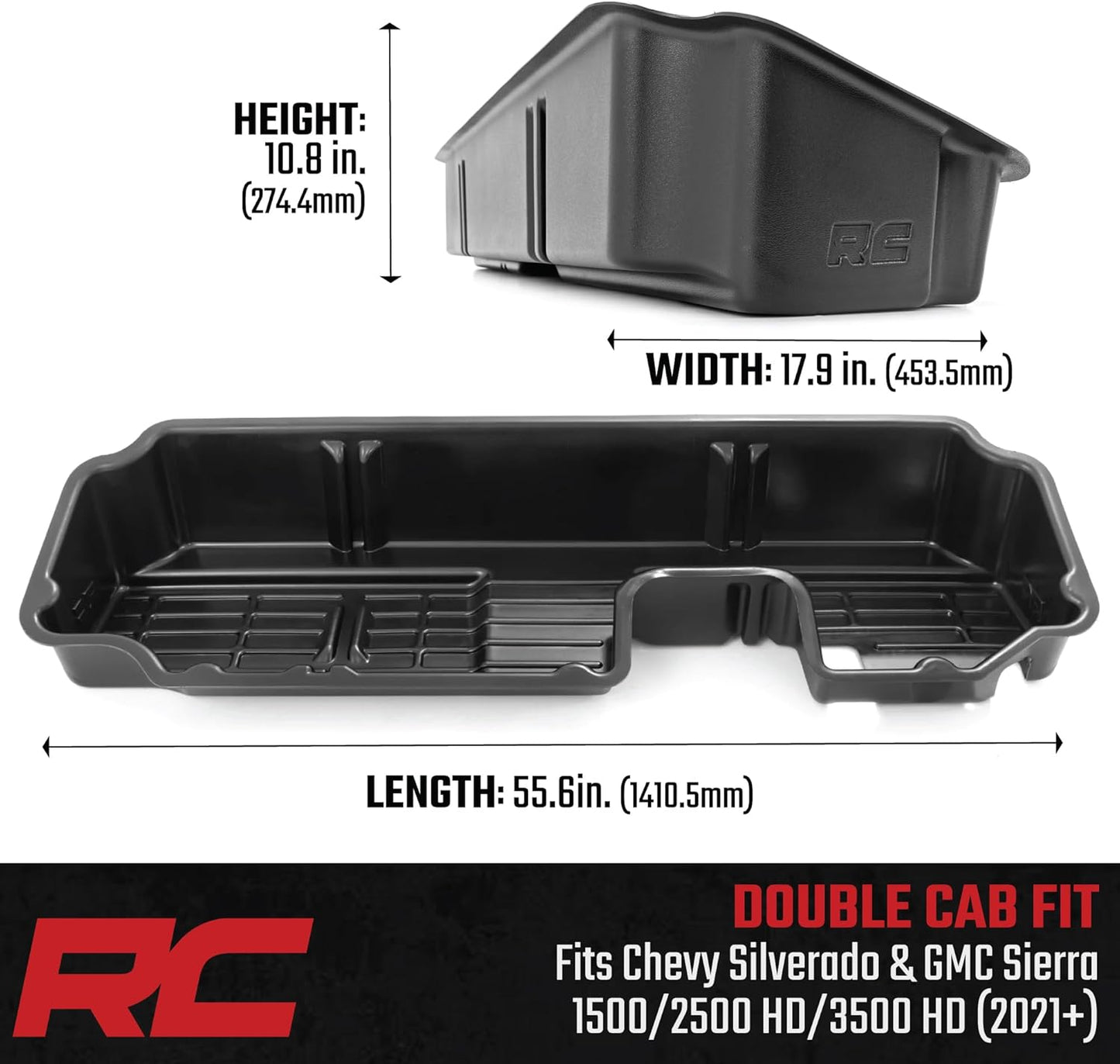 under Seat Storage for Chevy Silverado 1500 (2019-2024) & 2500HD/3500HD (2020-2024) - Custom-Fit under Seat Truck Storage, Silverado Underseat Storage - Durable, Anti-Skid Thermoplastic