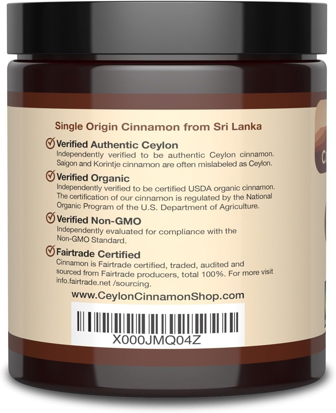 Organic Ceylon Cinnamon (100% Certified) Powder, 8 Ounces TLBH