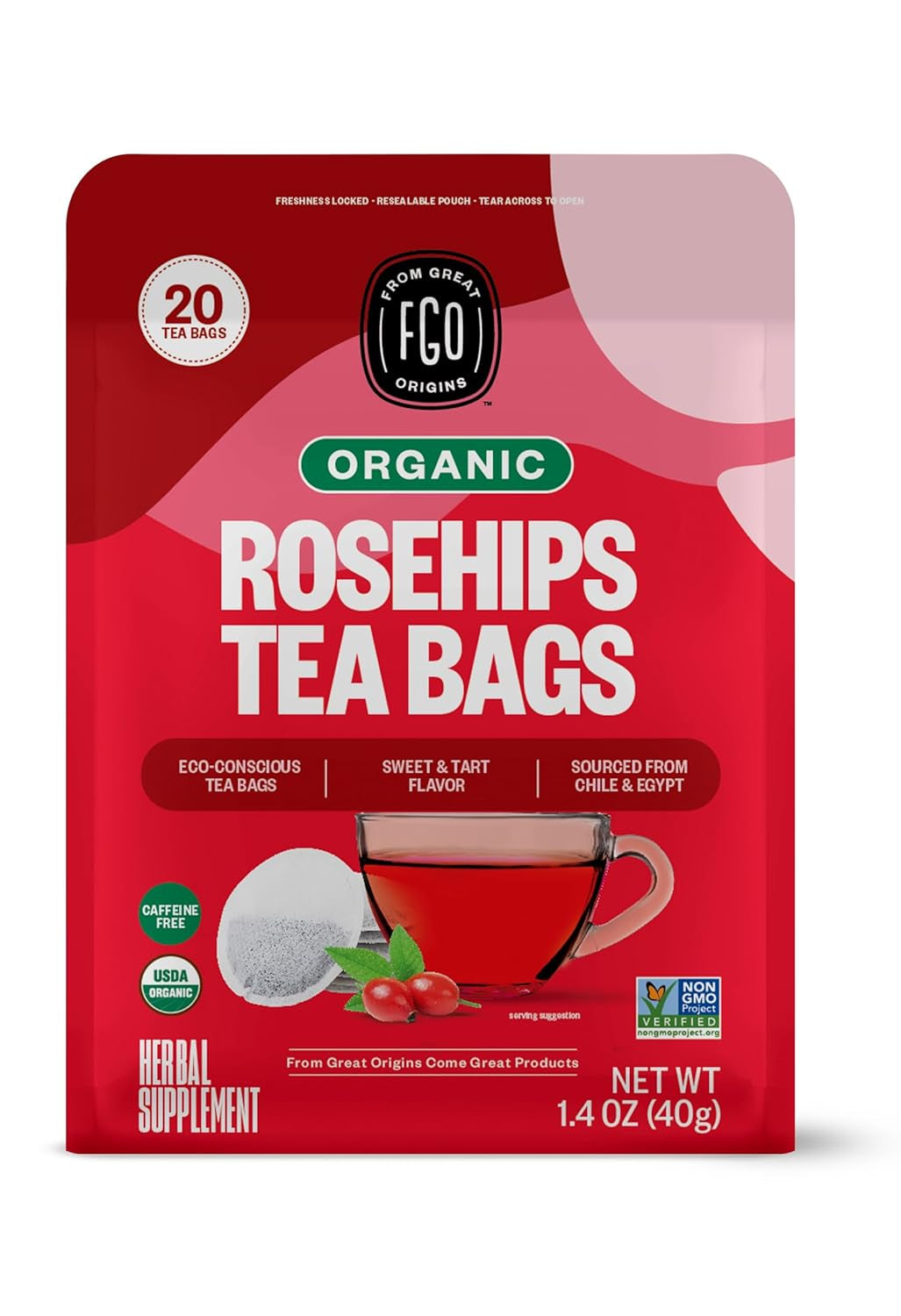Organic Tulsi Holy Basil Tea, 100 Count, Eco-Conscious Herbal Tea Bags, Resealable Bag, Caffeine Free, Packaging May Vary (Pack of 1) TLBH