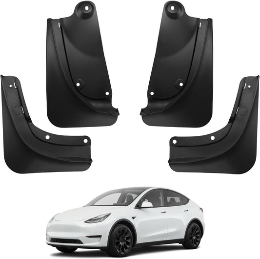 2025 Upgraded Tesla Model Y Mud Flaps Splash Guards Vehicle Sediment Protection No Drilling No Tape Mudflaps Tire Protector Mudflaps All Weather Tesla Exterior Accessories (Set of 4)