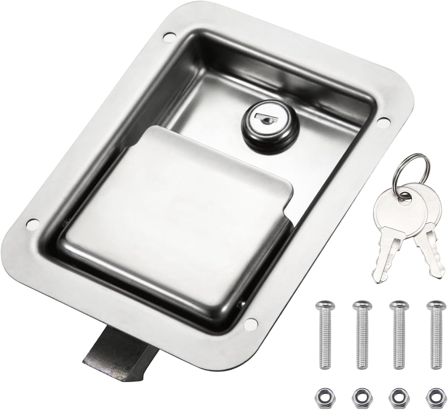 Stainless Steel Truck Tool Box Lock, Paddle Latch Replacement Lock for Truck Box, Toolbox Handle Trailer Door Latch RV Camper Electrical Cabinet, 5.85" L X 4.25" W with Key TRUCK DRIVER