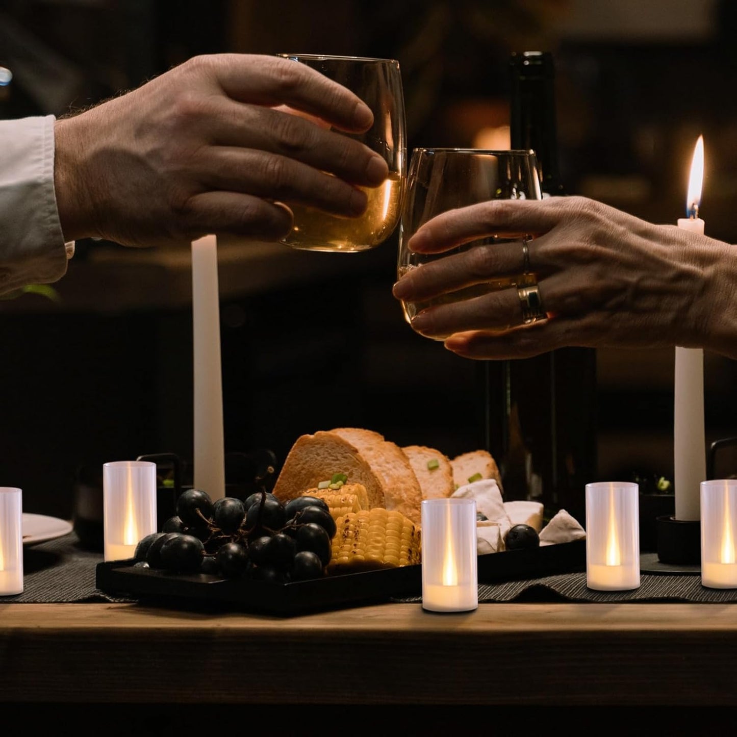 Flameless Candles, Battery Operated LED Pillar Candles, D1.5 X H3 Inch, Flickering Warm White Long Flame-Effect Light, Romantic Electronic Fake Votive Candles, Set of 12 (Warm White)