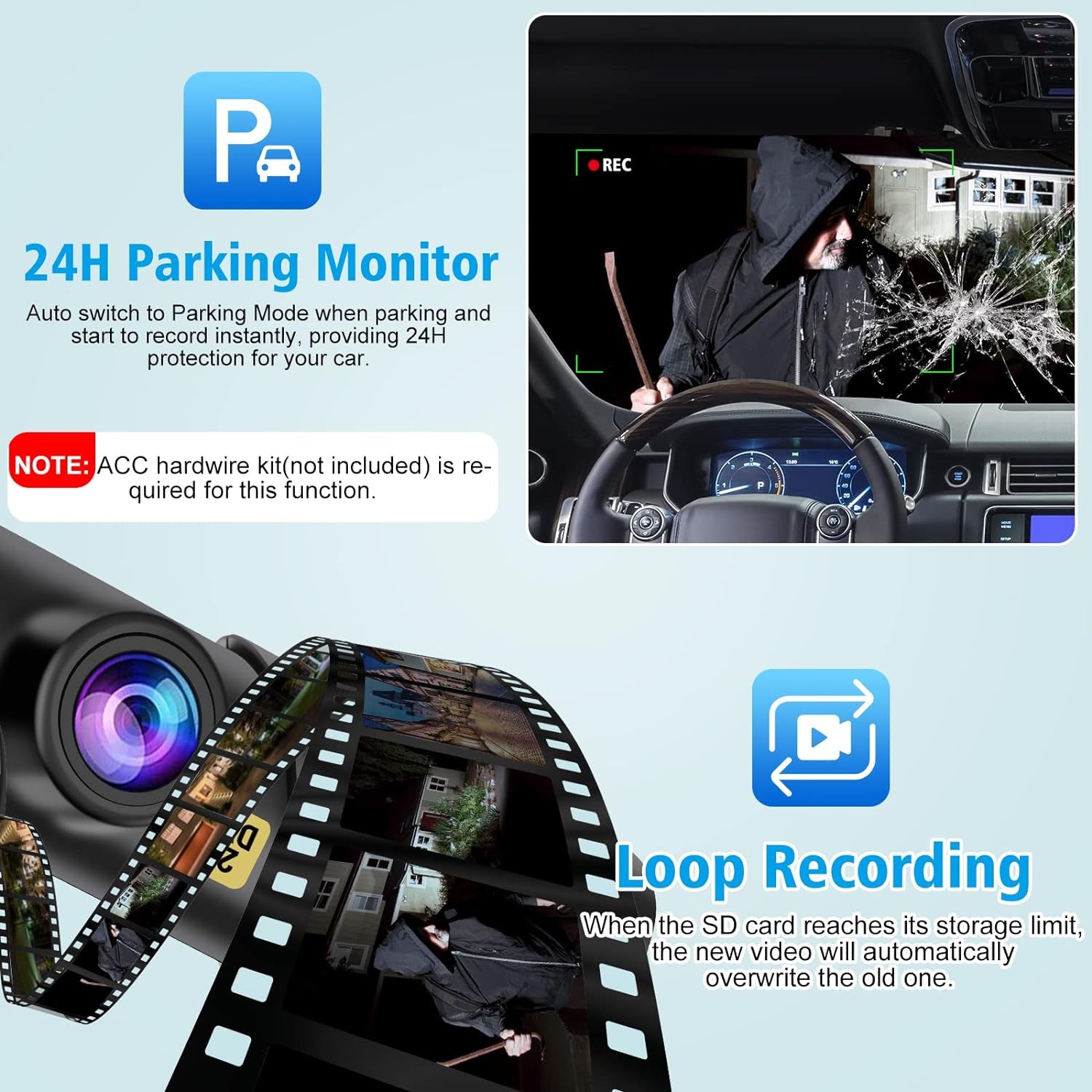 Dash Cam, 2K Dash Camera for Cars Wifi FHD, Mini Car Camera, Dash Cam Front with Free 64GB SD Card, 160° Wide Angle, Loop Recording, Night Vision, 24H Parking Monitor, Support 128GB Max