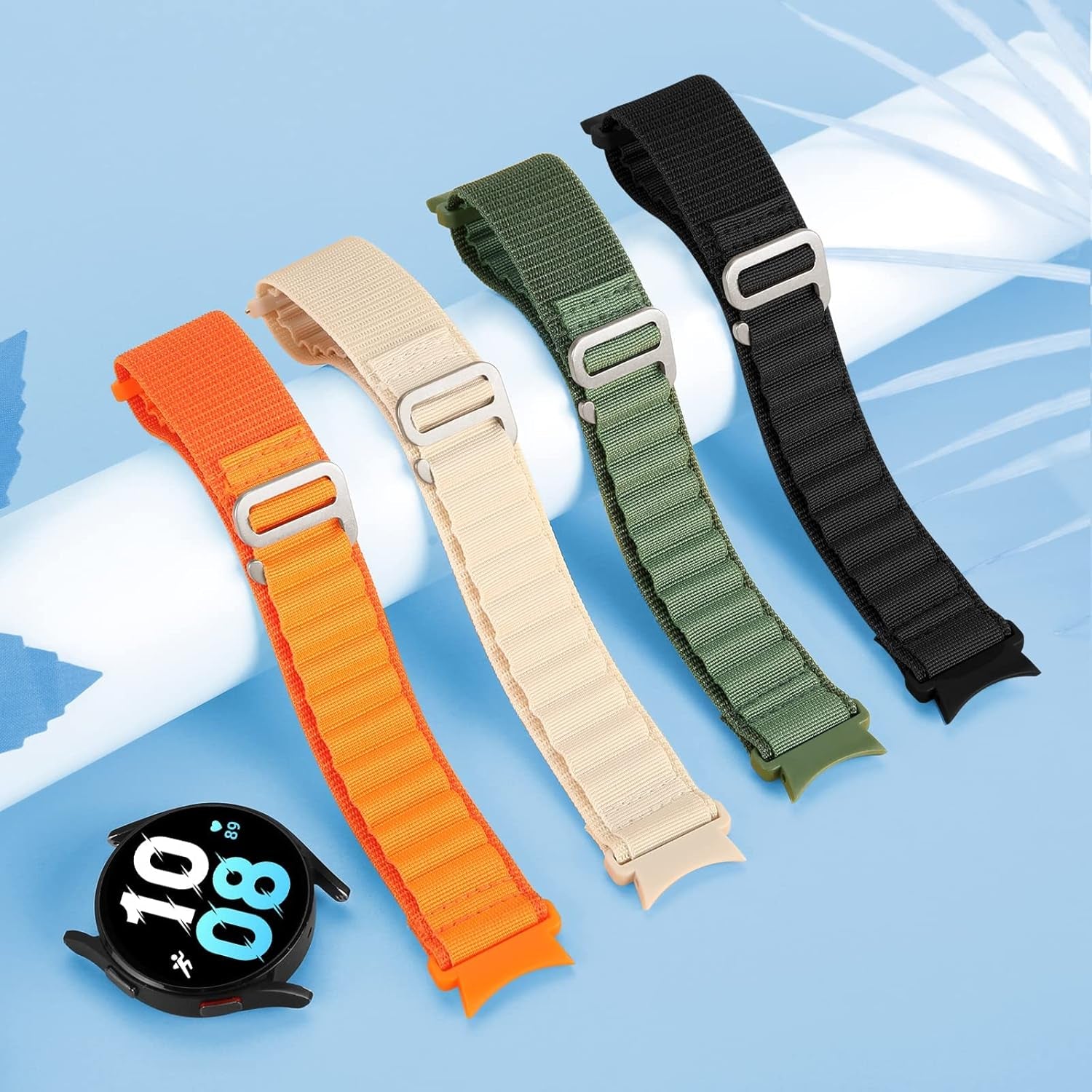 Nylon Bands for Samsung Galaxy Watch7/6/5/4/Fe Band 40Mm 44Mm/Watch 6 Classic 47Mm 43Mm/Watch 4 Classic 46Mm 42Mm Women/Men,Rugged Alpine/Trail Loop Strap for Samsung Watch 5 Pro 45Mm Wristband