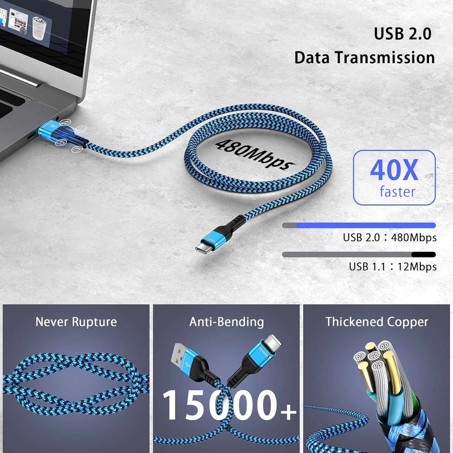 S25 Ultra S25+ A14 A15 5G Samsung Charger Fast Charging Cord 2Pack 6FT USBA to USBC Cable Android Charger Cord for Samsung Galaxy S24 S23 S22,A35 A55 A25 A54 A05S,Note20 10