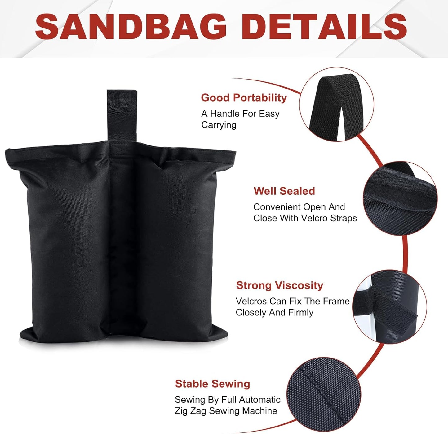 Canopy Weights 120 LBS Gazebo Tent Sand Bags,4Pcs-Pack (Black)