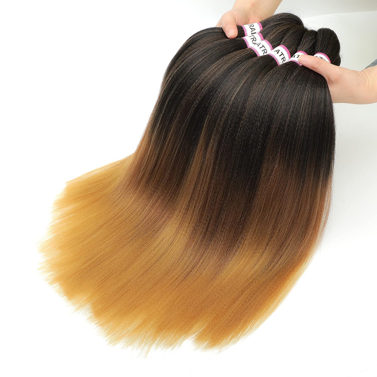 Prestretched Braiding Hair 18 Inch Ombre Braiding Hair Pre Stretched 8 Packs Hot Water Setting Yaki Texture Hair Braids 1B/30/27