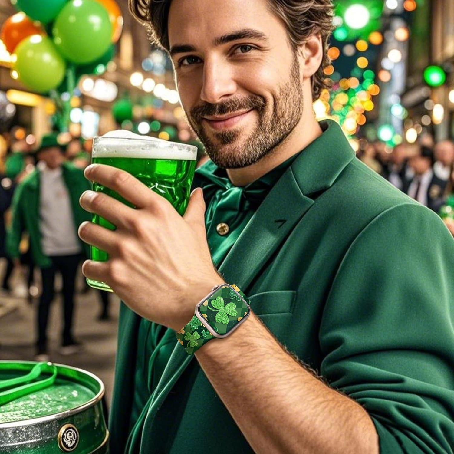 Lucky Clover Band for Apple Watch Bands 46Mm 45Mm 44Mm 49 42Mm(S3) for Women, St Patricks Day Silicone Iwatch Bands Series 10 9 8 7 SE 6 5 4 3, Shamrocks Gifts Strap for Apple Watch Band