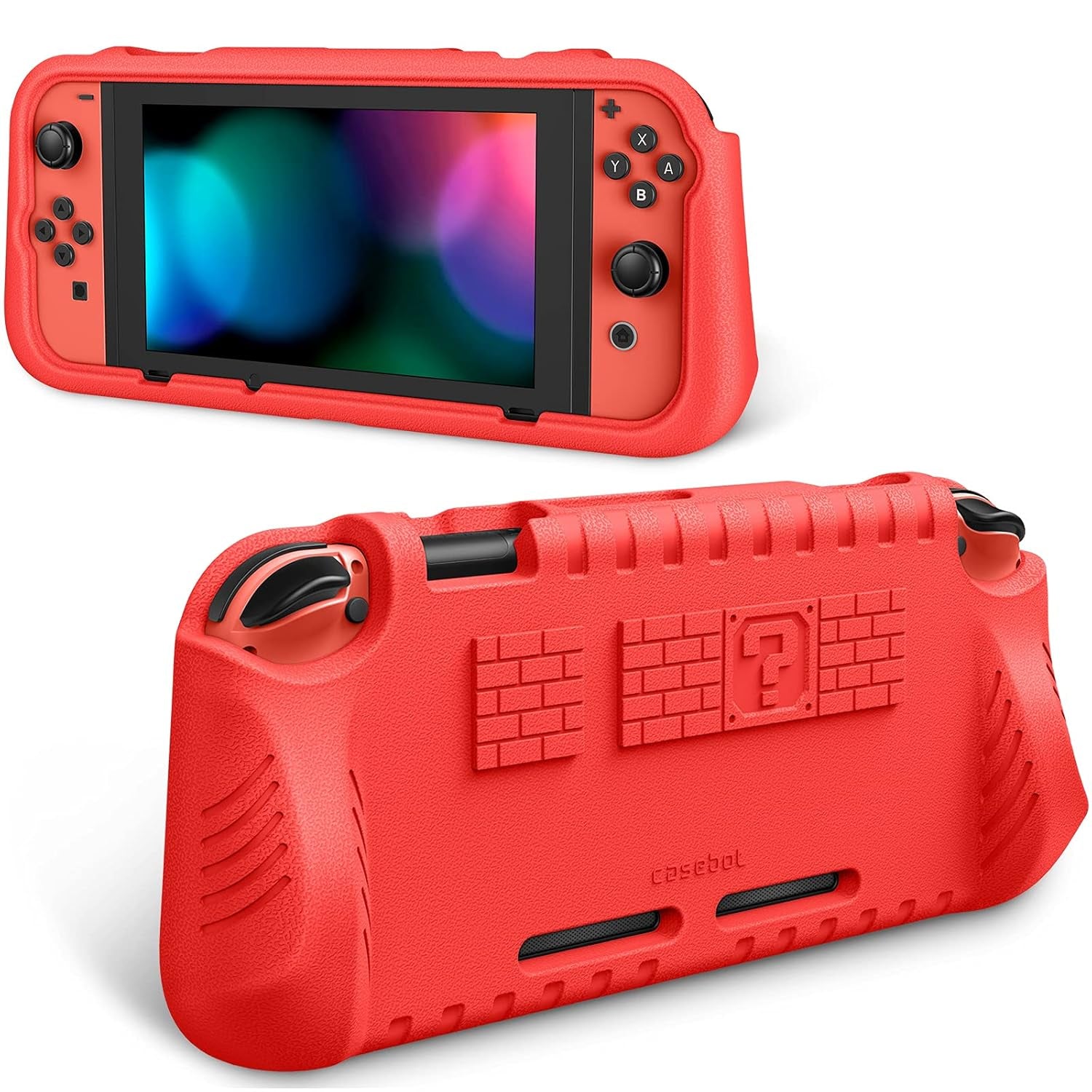 Kids Case Compatible with Nintendo Switch W/2 Game Card Slots - [Ultralight] [Shockproof] Protective Cover with Ergonomic Grip, Kids Friendly Grip Case for Switch Console (Blue)