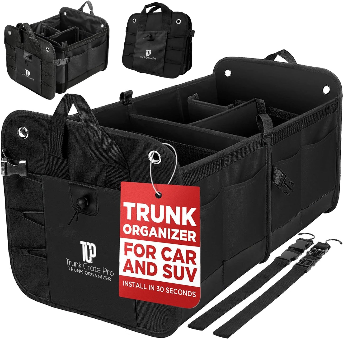 Truck Bed Organizer | Trunk Organizer for SUV, Truck, Car | Extra Large Premium Expandable Compartments Lightweight Foldable Cargo Organizer, | Suv and Truck Organizer for Heavy Loads
