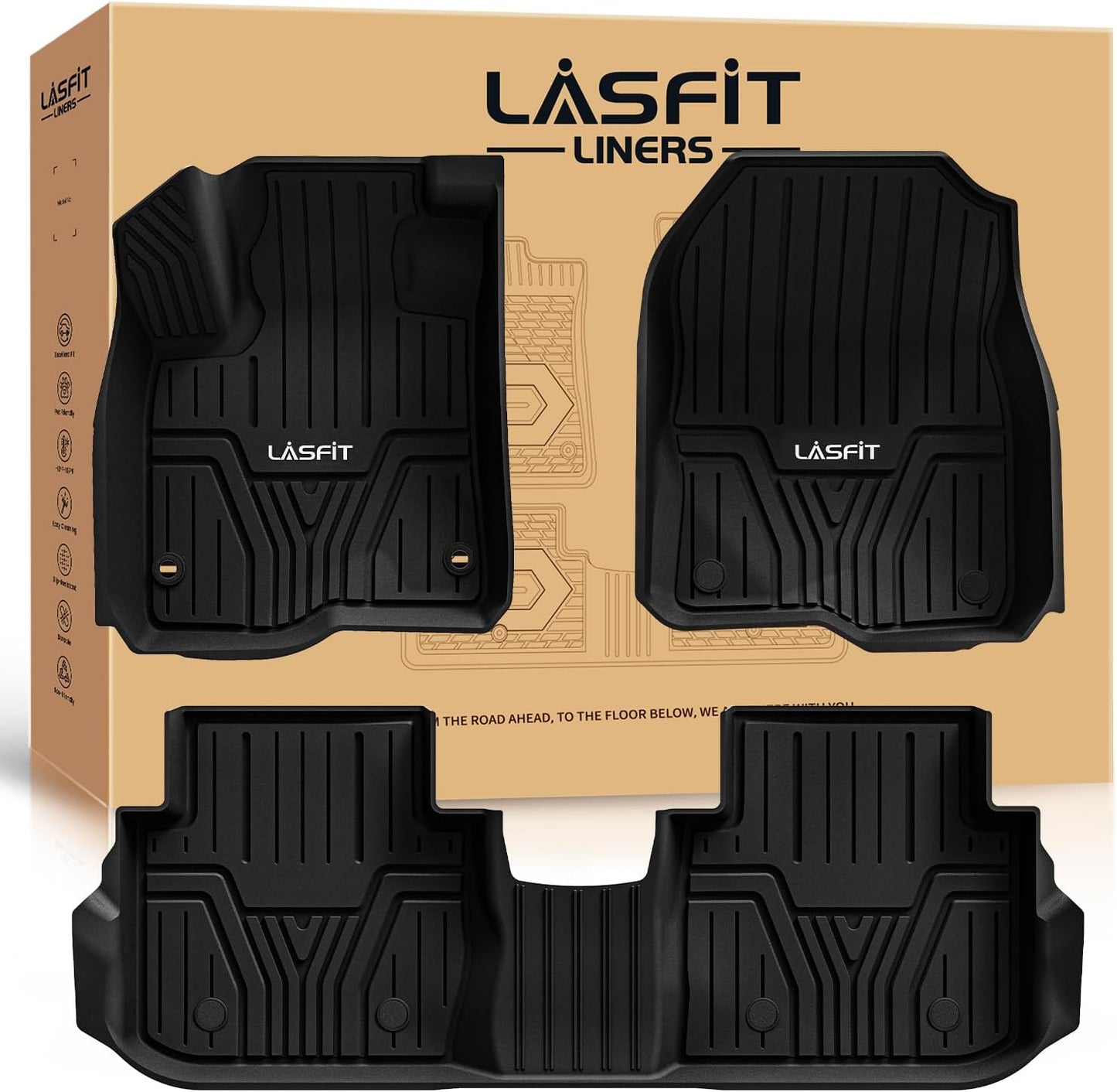 Floor Mats for Honda CR-V 2023-2025 (Include CR-V FCEV & Hybrid Models) All Weather Protection TPE Car Liners, 1St & 2Nd Row Black