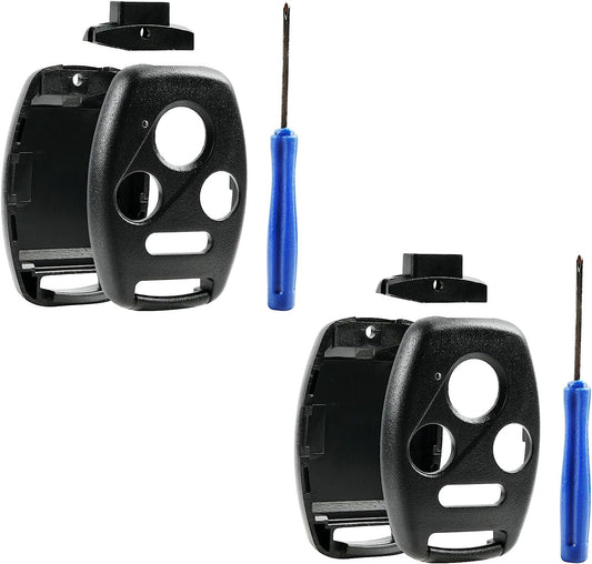 Cutting NOT Required - 2 Key Fob Keyless Entry Remote Shell Case & Pad Fits Honda 2003-2012 Accord / 2006-2013 Civic EX / 2009-2015 Pilot /2005-2006 CR-V