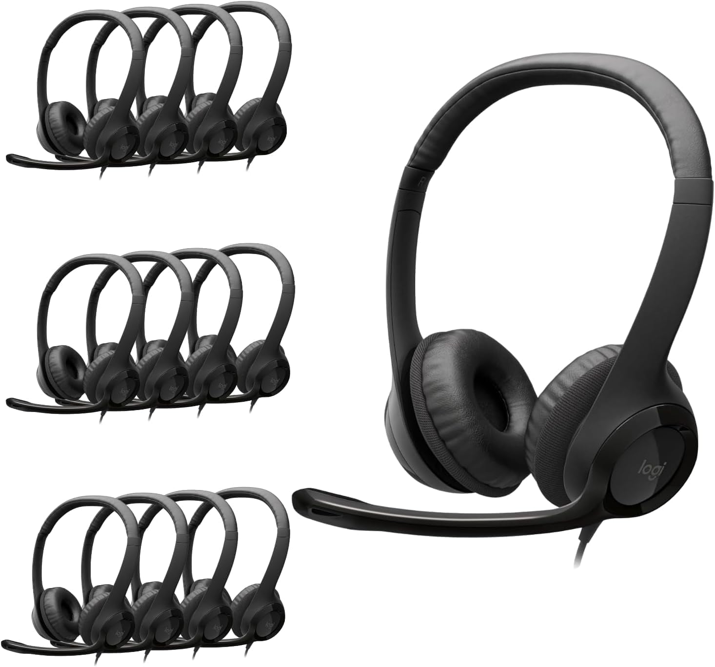 H390 Wired Headset for Pc/Laptop, Stereo Headphones with Noise Cancelling Microphone, USB-A, In-Line Controls for Video Meetings, Music, Gaming and beyond - Black