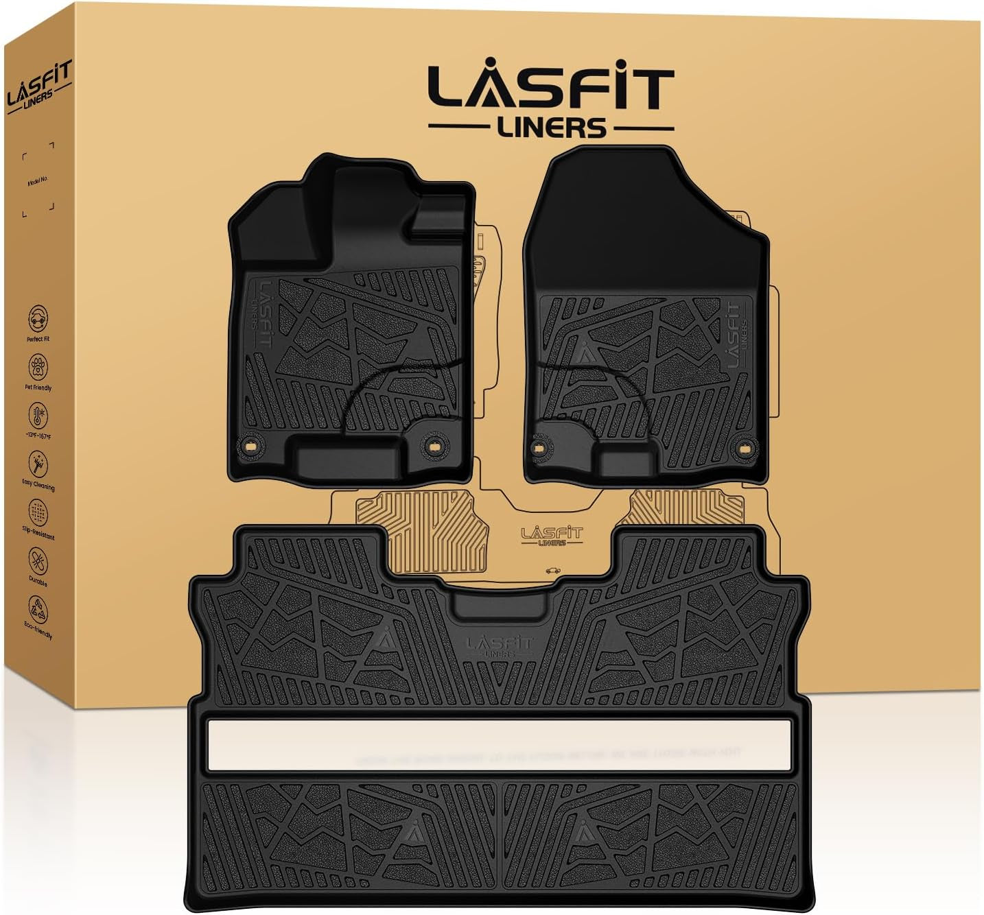 Floor Mats for Honda CR-V 2023-2025 (Include CR-V FCEV & Hybrid Models) All Weather Protection TPE Car Liners, 1St & 2Nd Row Black