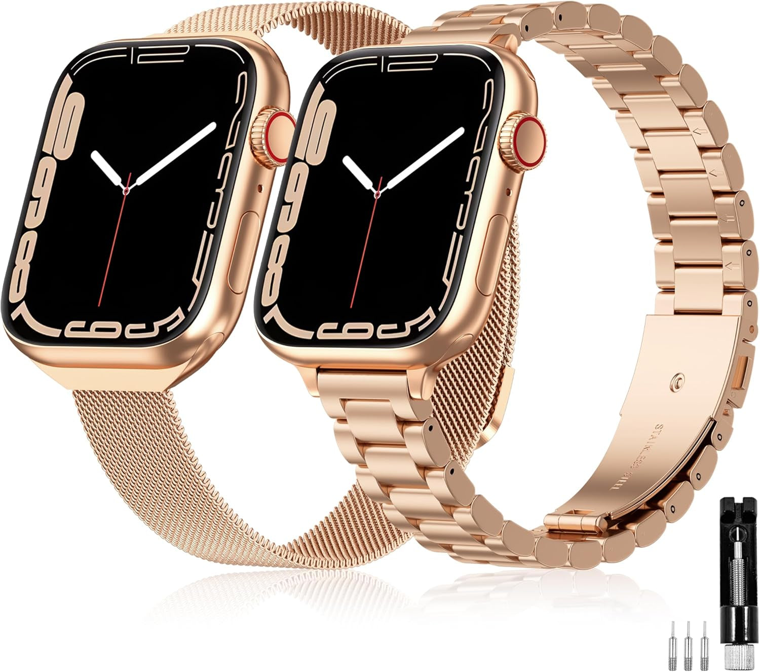 2 Pack Slim Stainless Steel Band & Milanese Mesh Strap Compatible with Apple Watch Band 38Mm 40Mm 41Mm 42Mm(S10), Thin Metal Replacement Bands for Iwatch Series SE 10 9 8 7 6 5 4 3 2 1