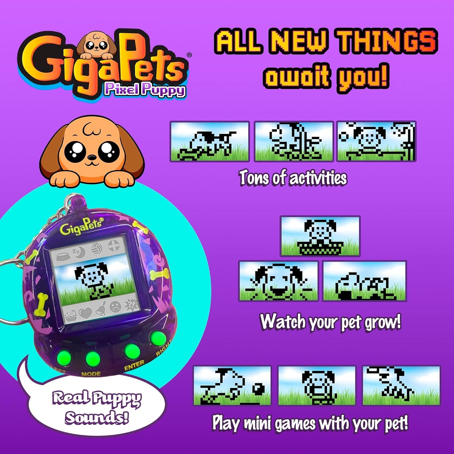 Giga Pets AR Puppy Virtual Animal Pet Toy 2Nd Edition, Purple BanUK