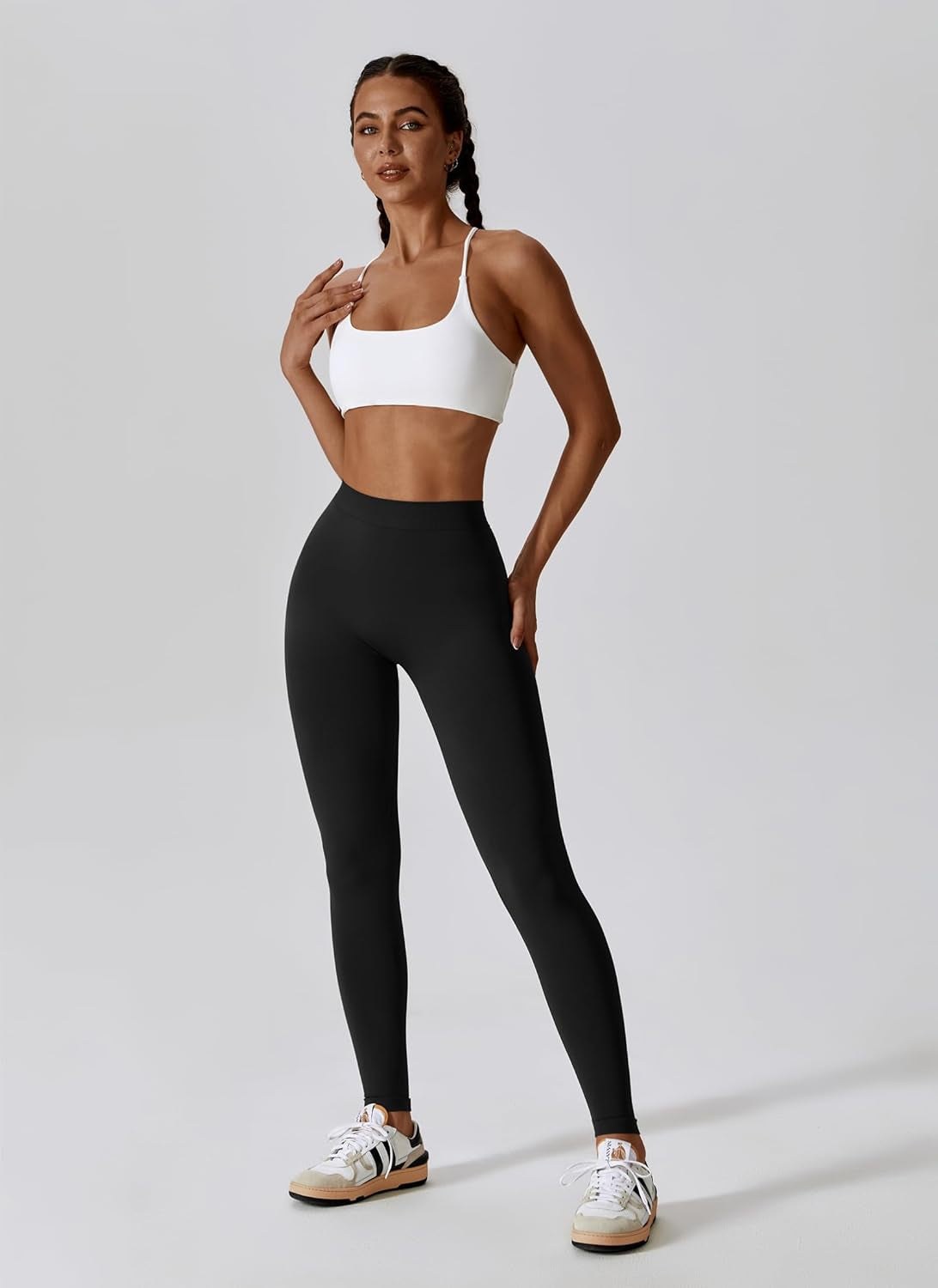 V Back Leggings for Women Seamless Scrunch Butt Lifting Workout Leggings High Waist Gym Yoga Pants