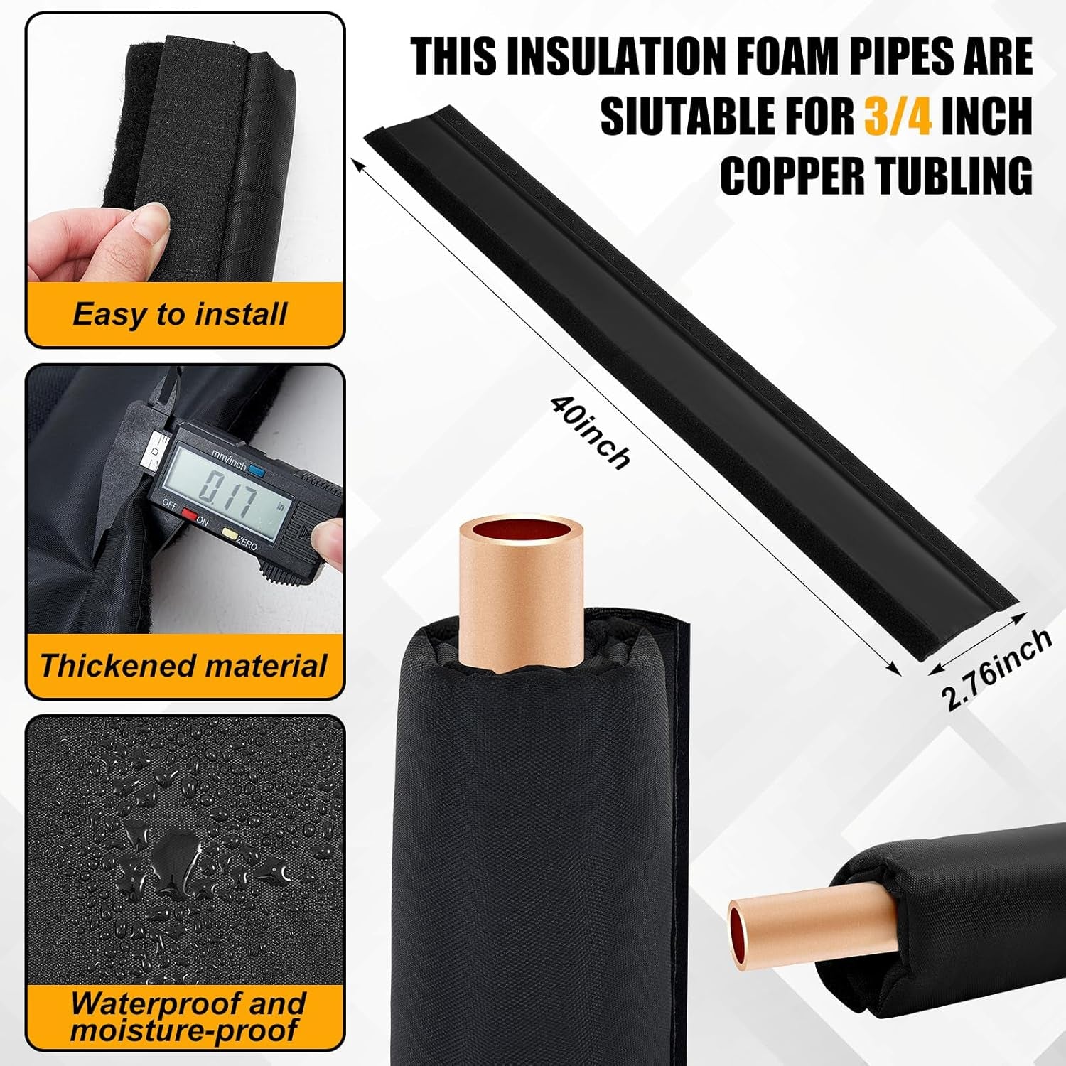6 Pack Adjustable Pipe Insulation Covers Faucet Covers Kit for outside Freeze Pipe Insulation Tube outside Water Spickets Covers for Winter 3/4 Inches Pipes Freeze Protection(Elbow Shape)