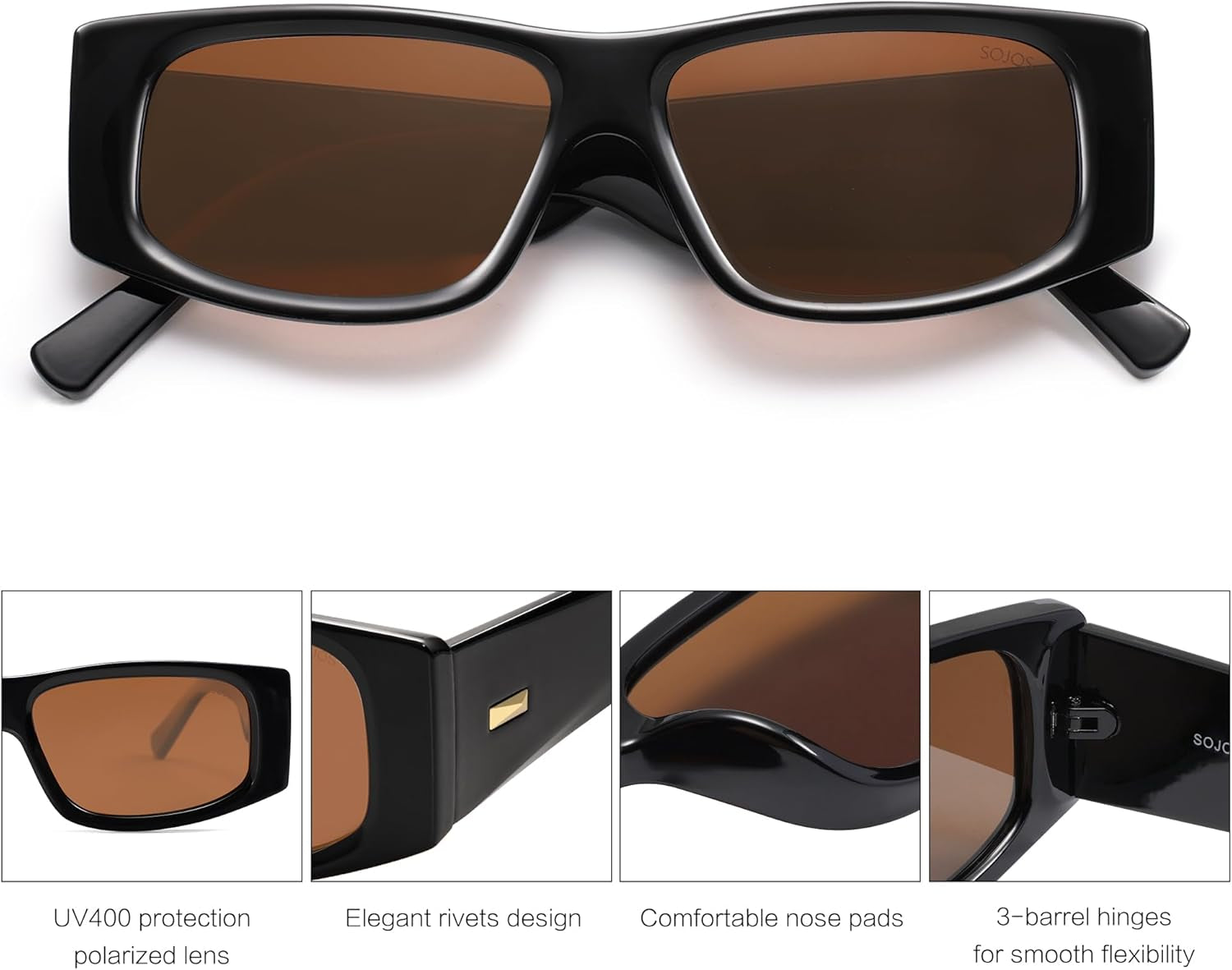 Trendy Y2K Rectangle Polarized Sunglasses for Women Men Fashion Designer Rave Sunglasses SJ2228