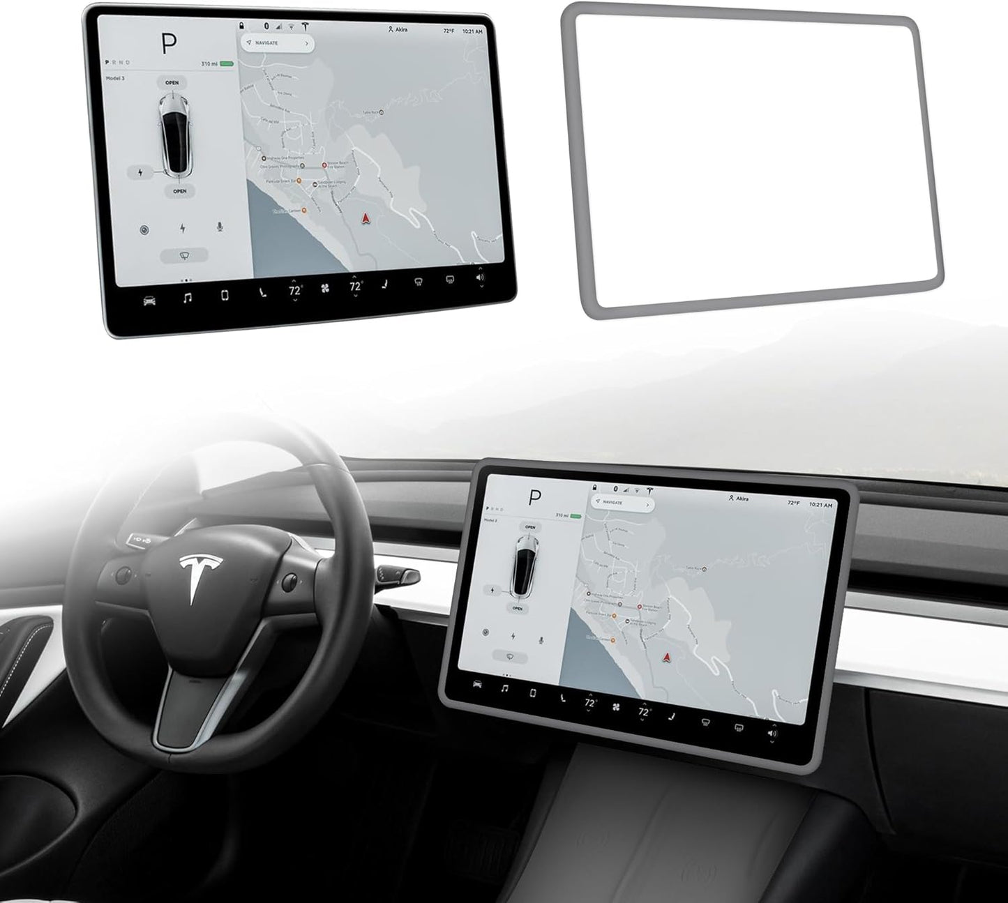 Screen Edge Protector Frame Compatible with Tesla Model 3/Y Interior Accessories 2017-2024 Silicone Center Console Bumper Decor Protection Skin Friendly Bordeaux Red